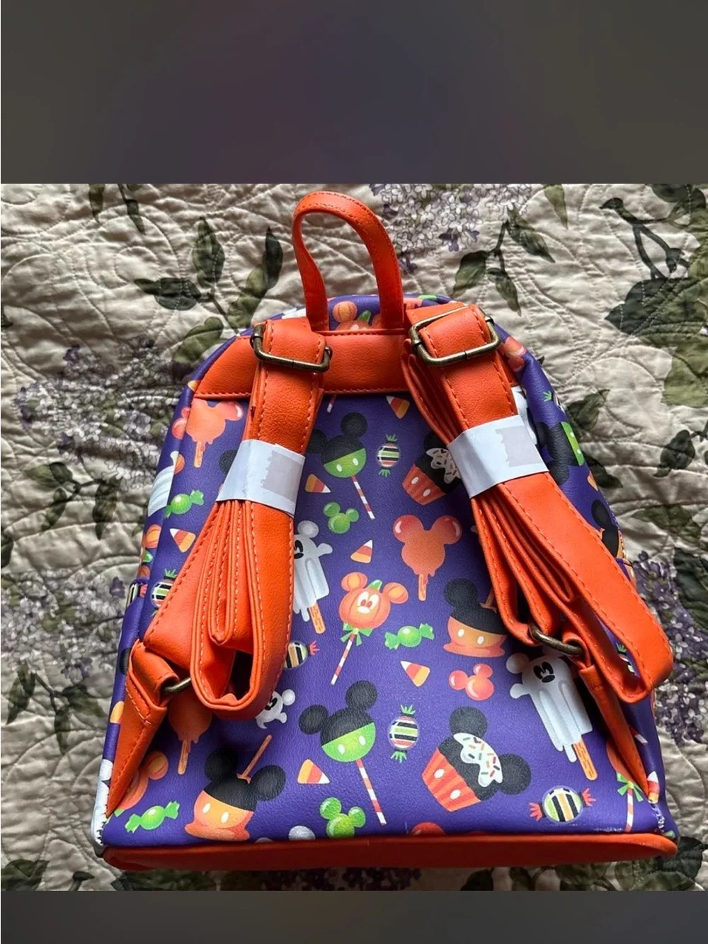 NWOT Purple Mickey Mouse Disney Halloween Mini Backpack with Orange & Green